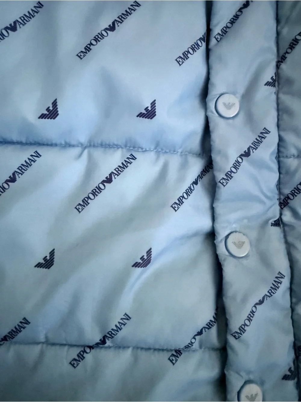 Emporio Armani Light Blue Puffer Jacket with Hood